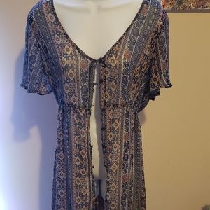 Xhilaration long button up cover up